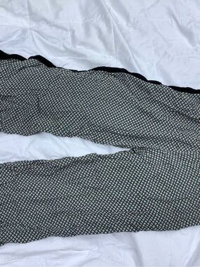 Matty M Black, Cream, Blue Scalloped Edge Patterned pants